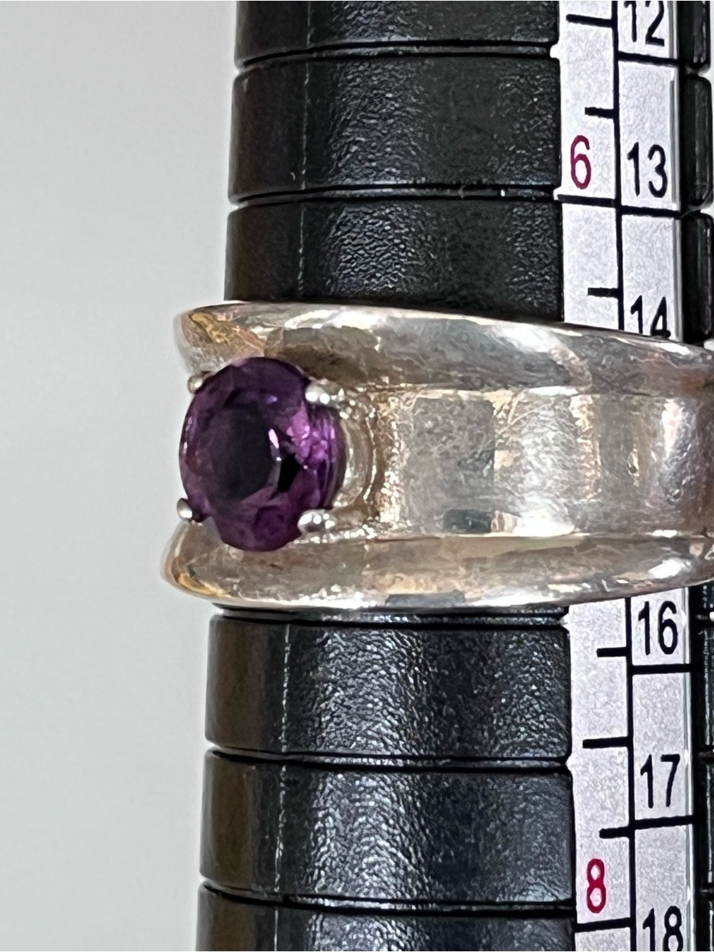 Handmade Sterling Silver 925 Ring with Amethyst Gemstone Size 7 - Picture 15 of 16